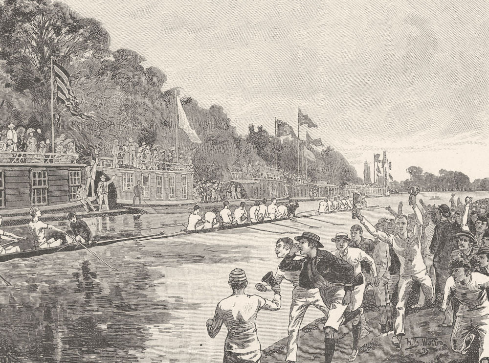 OXFORDSHIRE. A Bump at the Barges 1901 old antique vintage print picture